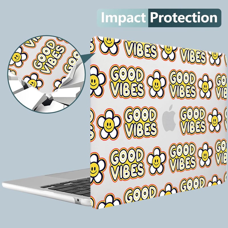 KEROM Compatible for MacBook Air 13 inch Case 2025 M4, 2024-2022 M3 M2 A3240 A3113 A2681, Cute Sleek Aesthetic Plastic Hard Shell with Keyboard Cover for MacBook Air 13.6 inch Case, Good Vibes - Image 2